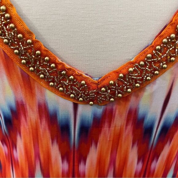 NWT Cabana Beach Brilliantly Colorful Ikat Print Cover-Up - L - Picture 8 of 13